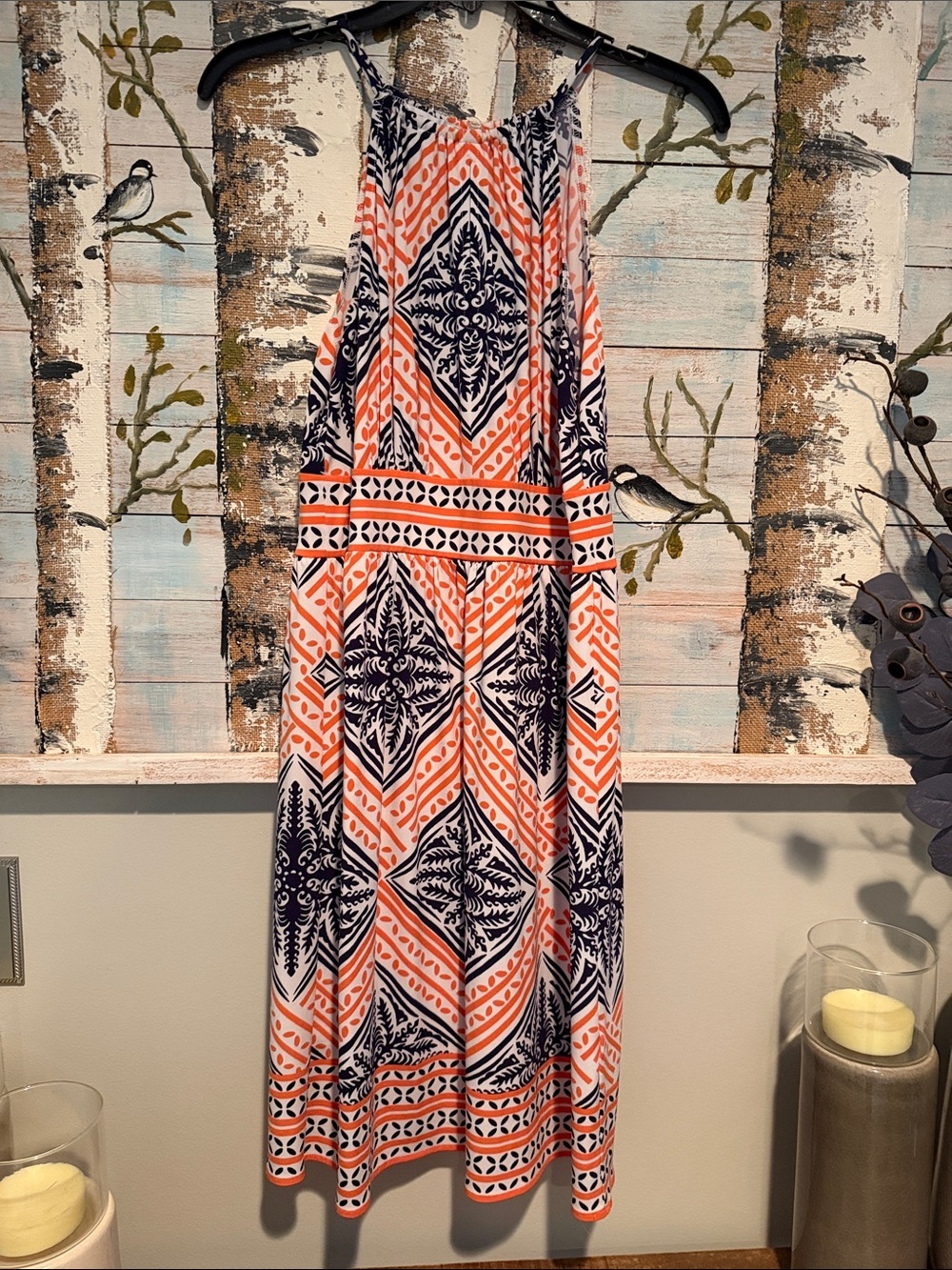 London Times Vibrant Orange and Navy Dress